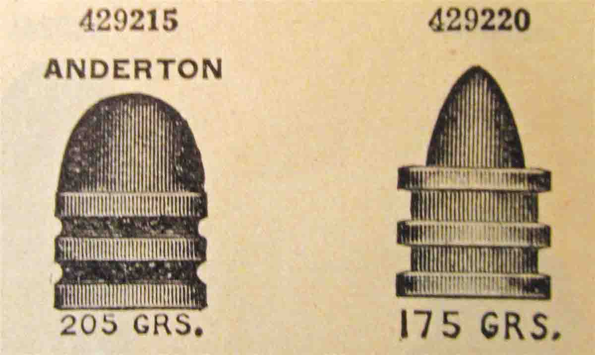 Ideal 429215, the Anderton bullet, right, 429220 Himmelwright – two of the most successful and popular bullets of the era.